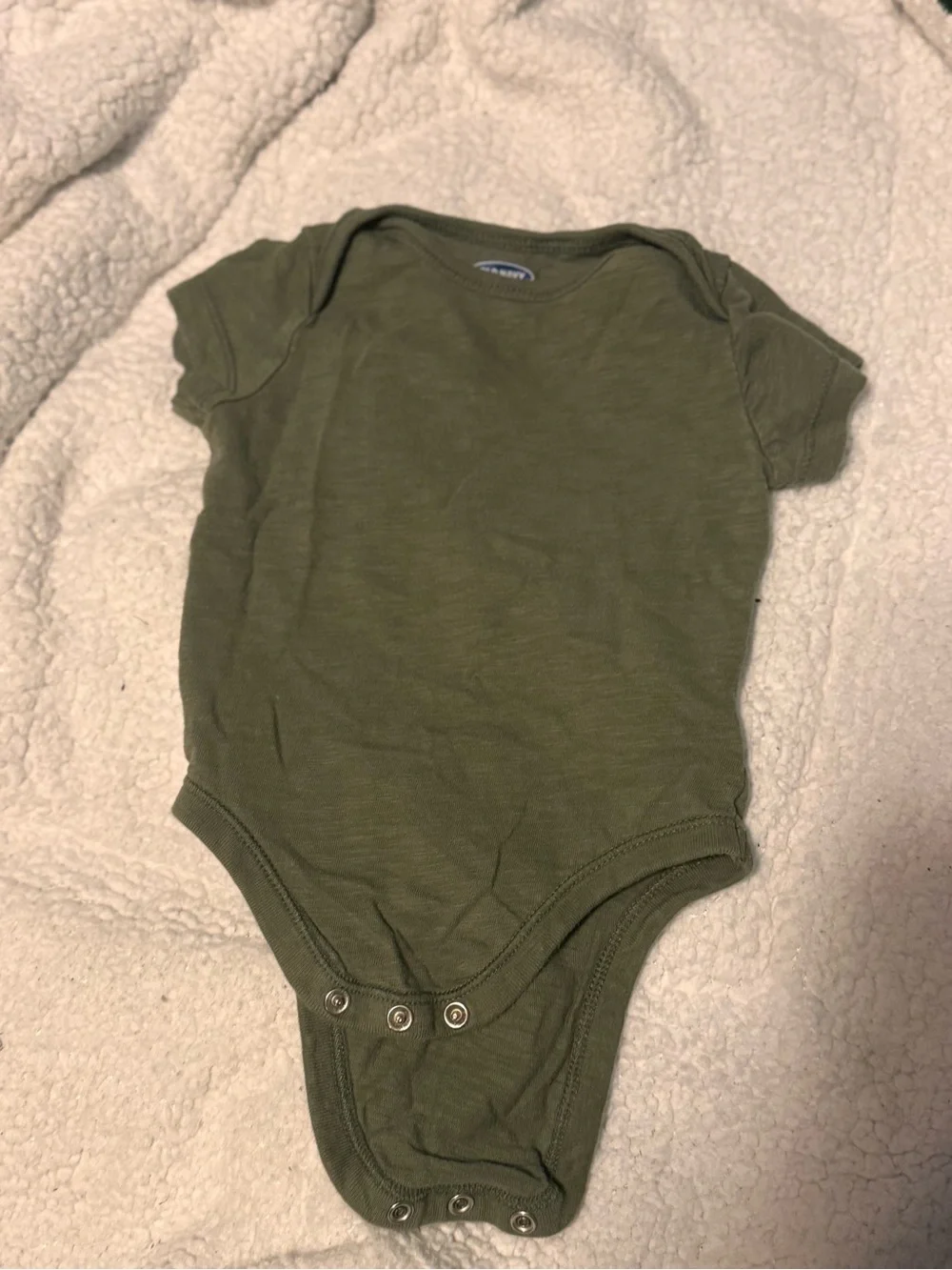 Old Navy Olive Green Short-Sleeve Baby Bodysuit